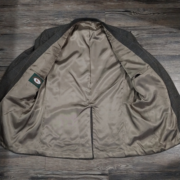 John D Craigmiles Houndstooth Sport Coat Blazer Jacket Mens 42R Brown Black - Picture 4 of 13